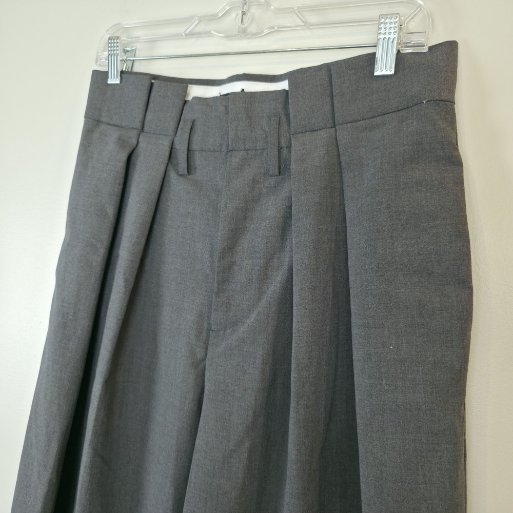 ZARA WOMAN Gray High Rise Paperbag Waist Wide Leg Ankle Dress Pants Sz Small.E43 - Picture 8 of 11